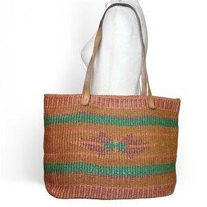 Aztec Boho Southwestern Southern Western Woven Natural Fiber Tote Purse Bag